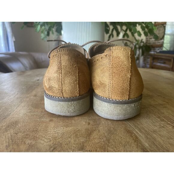 River Island Tan Suede Leather Lined Derby Brogue Shoes Made In India - Picture 4 of 8